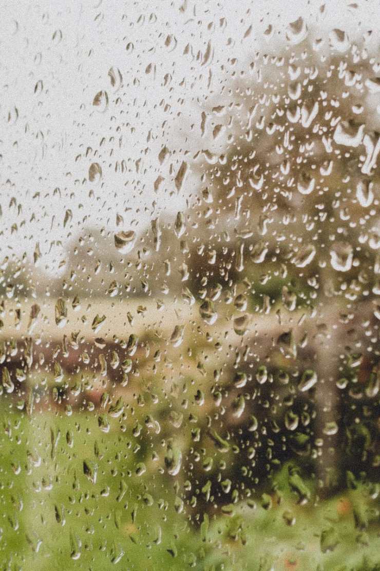 rain splattered window
